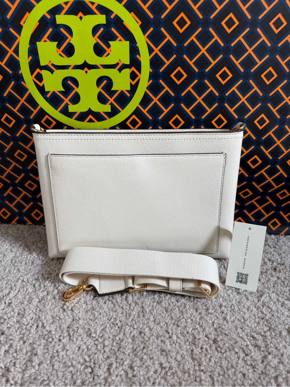 Tory Burch Blake Swingpack Crossbody Bag New Ivory White Gold - Picture 2 of 9